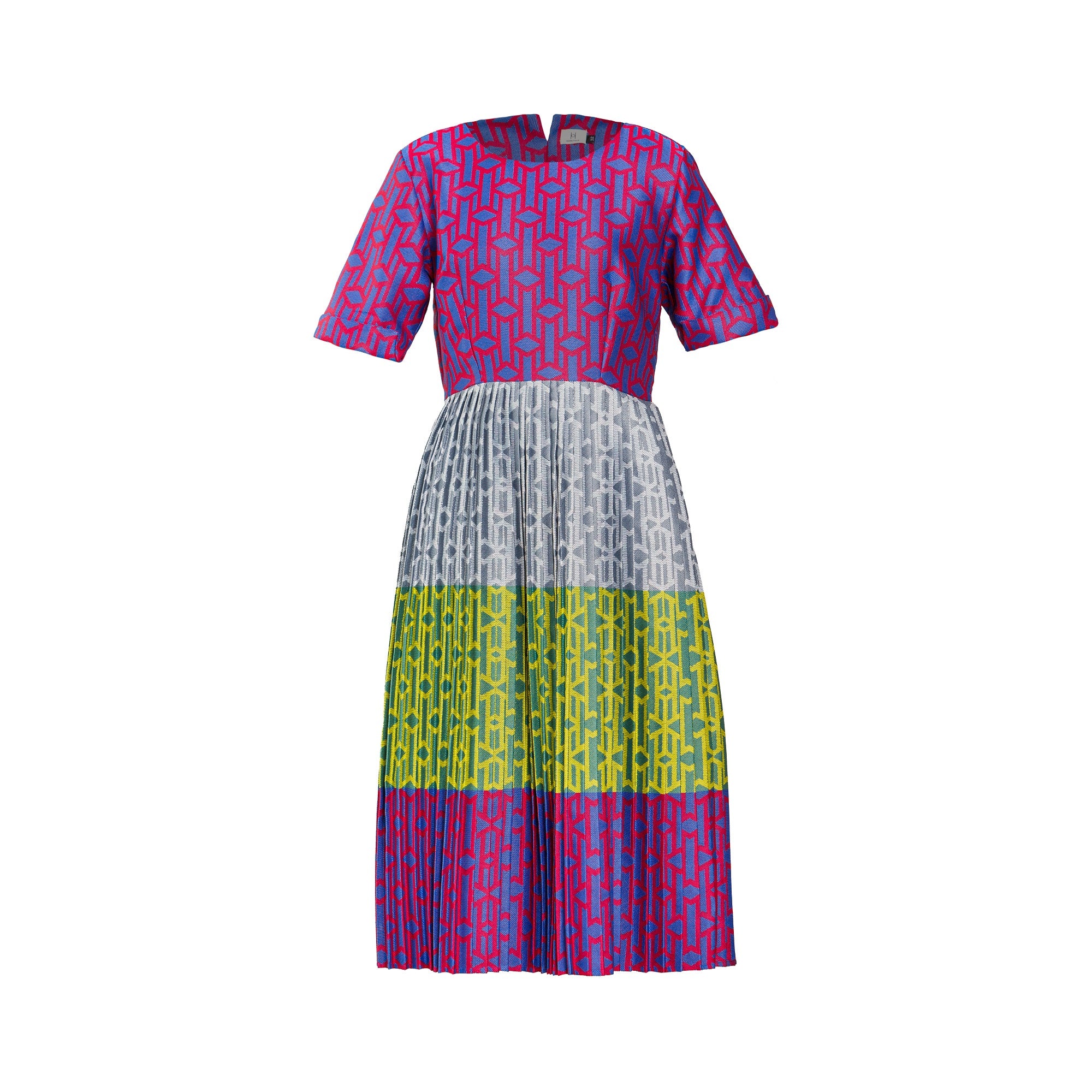 Multi Coloured Pleated Midi Dress ...